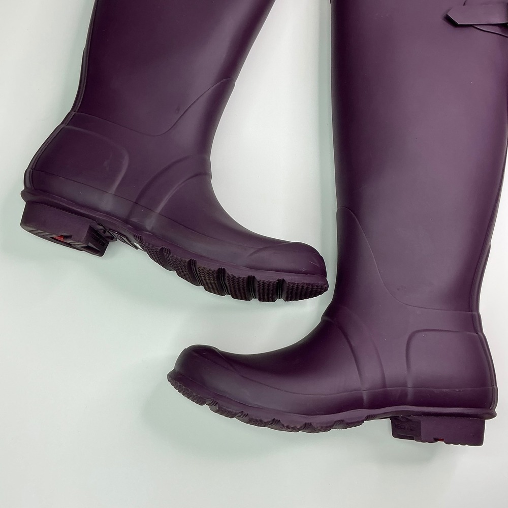 Hunter Plum Original Back Adjust Rain Boots Women Size 8 WFT1001RMA - Picture 16 of 16